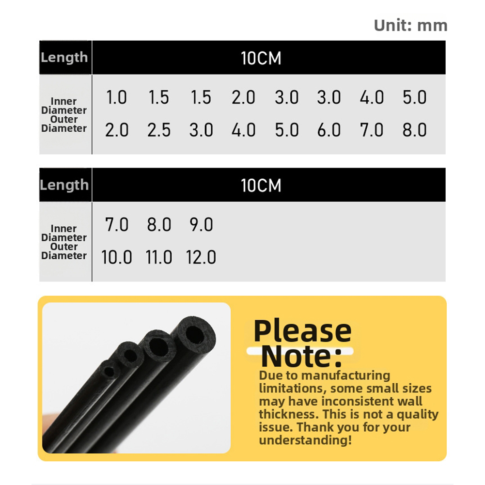 10cm Siyah İçi Boş Karbon Fibe - Fishing Rod Carbon Fiber incelemesi ve fiyatı